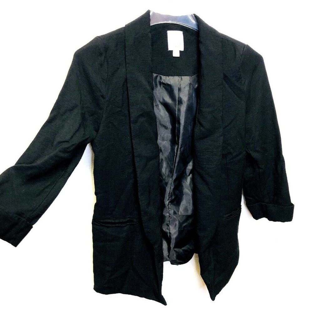 LC Lauren Conrad Womens Black Open Front Rayon Jacket